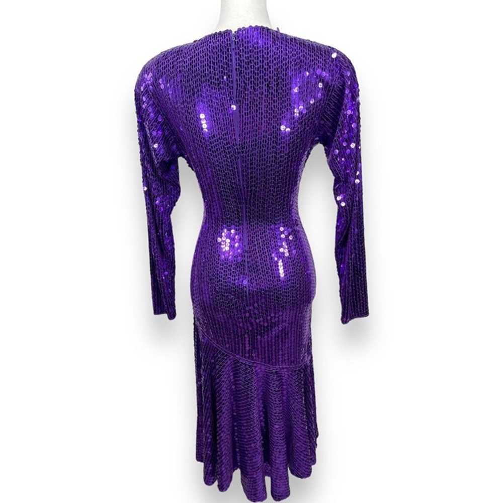 Vintage 70s 80s Disco Goldbergs Purple Sequin Lon… - image 7