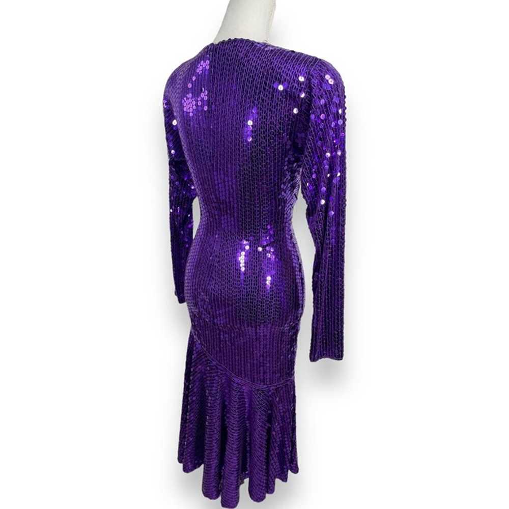 Vintage 70s 80s Disco Goldbergs Purple Sequin Lon… - image 8