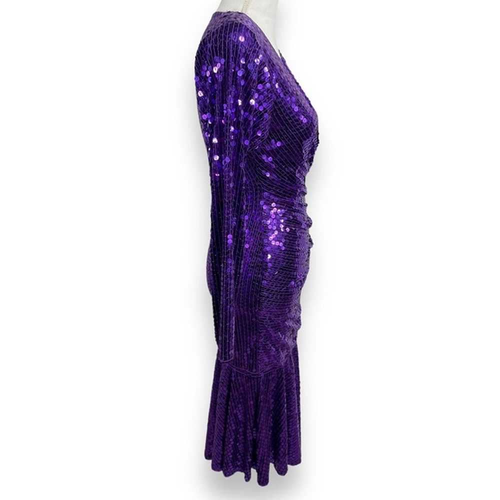 Vintage 70s 80s Disco Goldbergs Purple Sequin Lon… - image 9