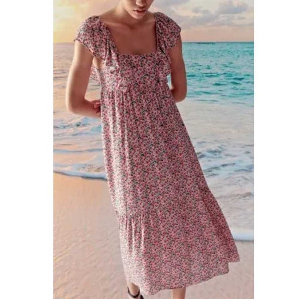 ZARA Womens Sz Small Midi Dress Ditzy Floral Flut… - image 1