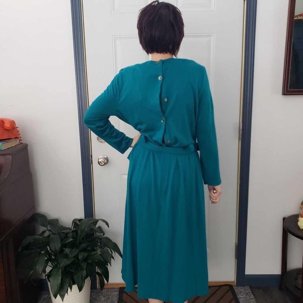 Vintage 80s Green Casual Dress - image 3