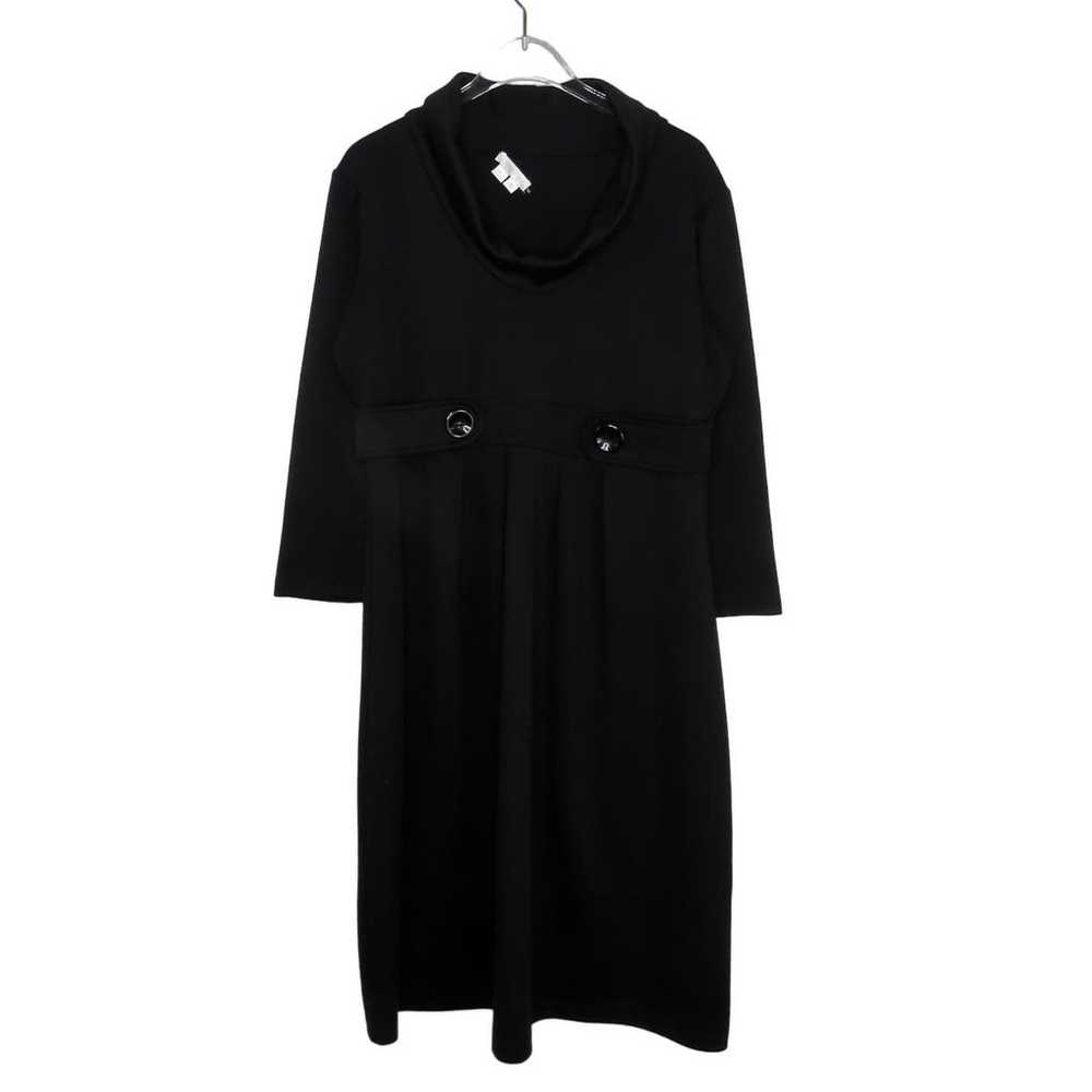 London Times 90s Vintage Black Cowl Neck Dress Si… - image 3