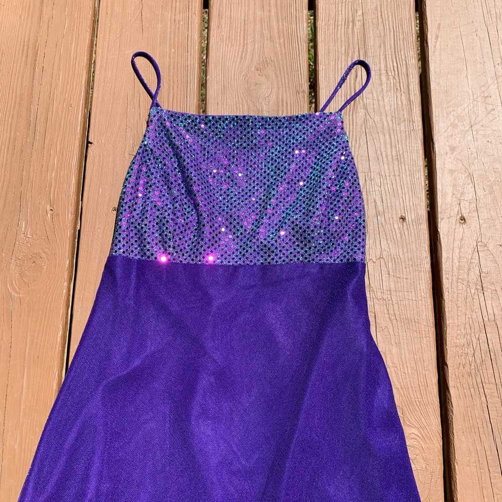 90’s Metallic Purple Sequin Maxi Formal Dress - image 2