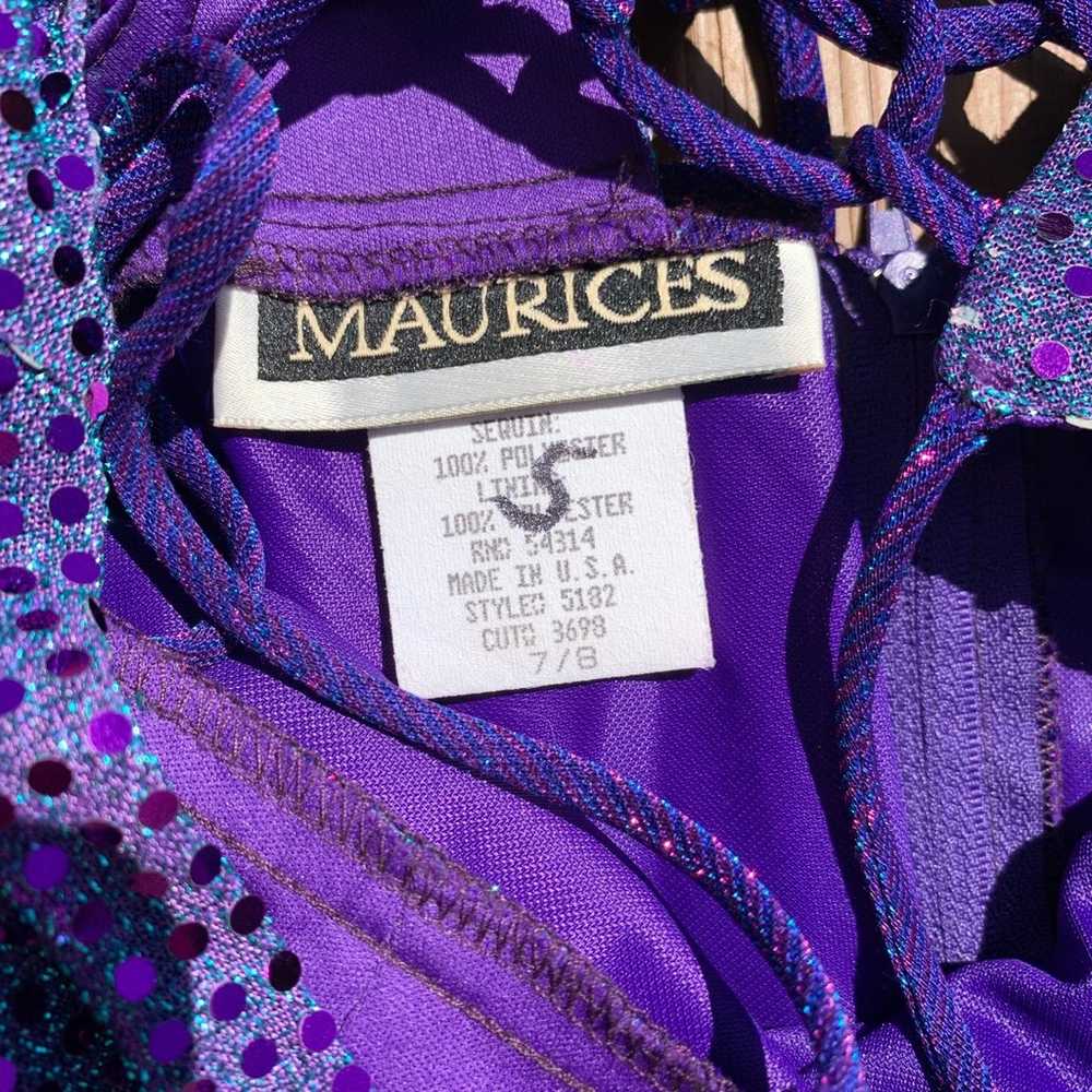 90’s Metallic Purple Sequin Maxi Formal Dress - image 4