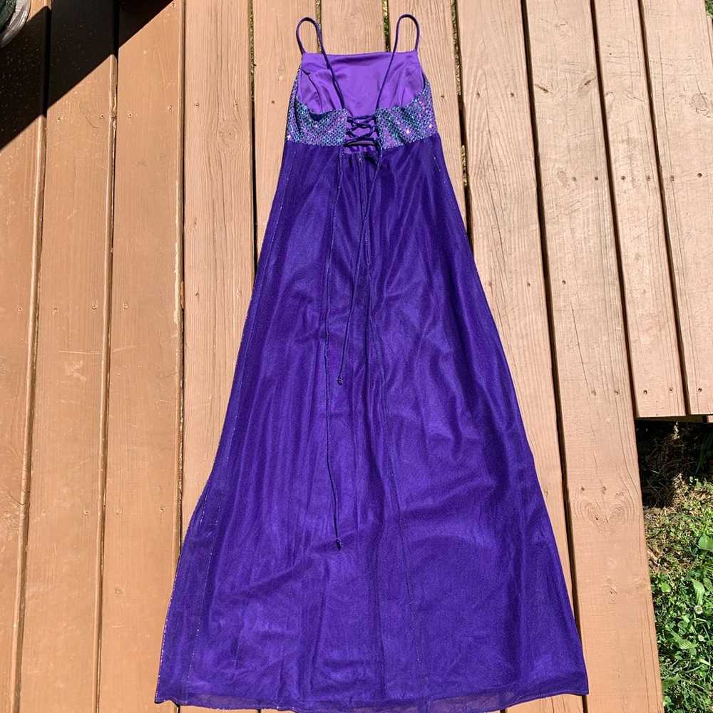 90’s Metallic Purple Sequin Maxi Formal Dress - image 5