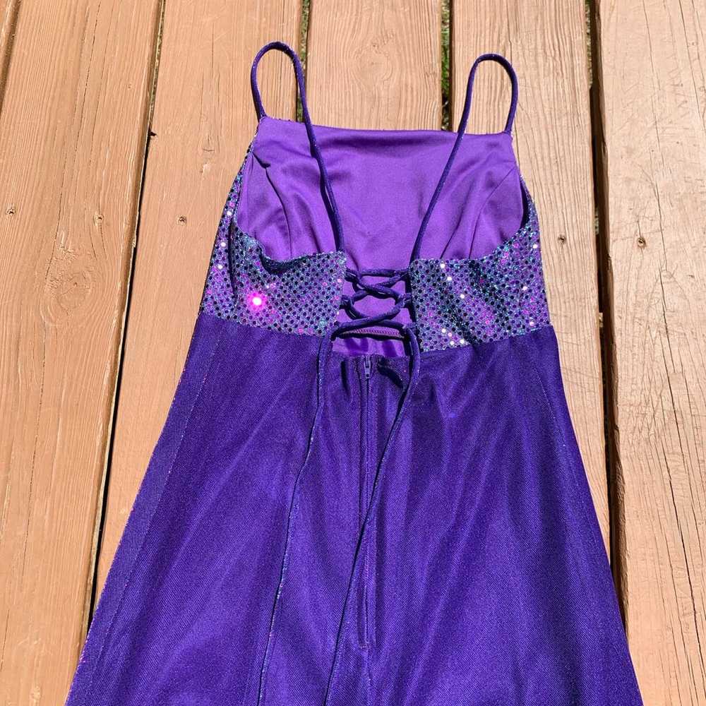 90’s Metallic Purple Sequin Maxi Formal Dress - image 6