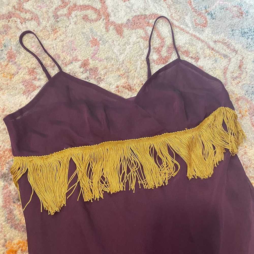 Vintage 90s boho purple and gold tassel dress - image 2