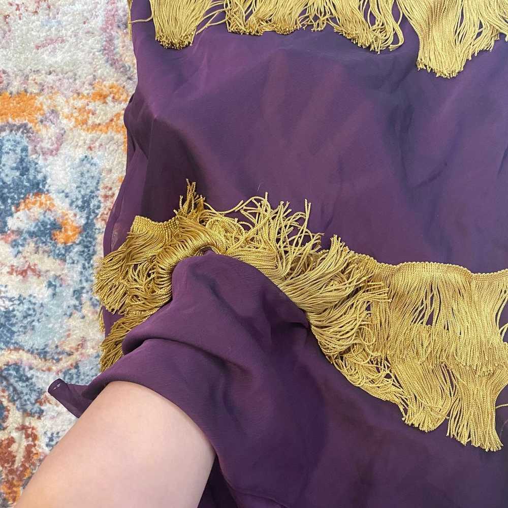 Vintage 90s boho purple and gold tassel dress - image 4