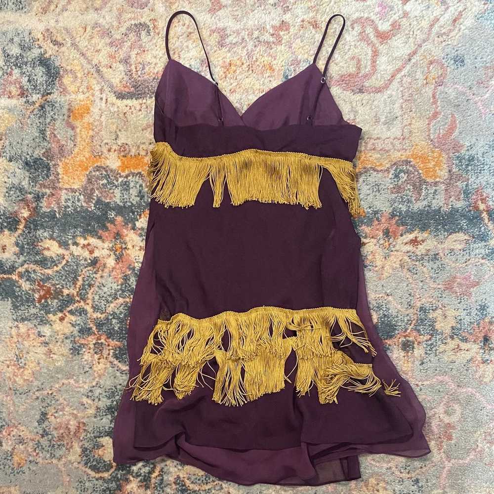 Vintage 90s boho purple and gold tassel dress - image 6