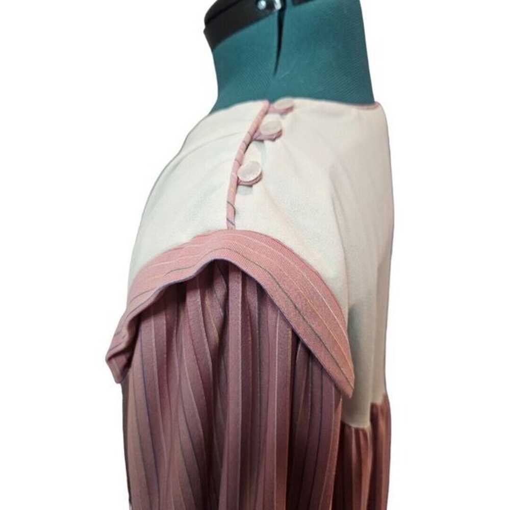 Womens Vintage 70s pink pinstripe babydoll midi d… - image 3