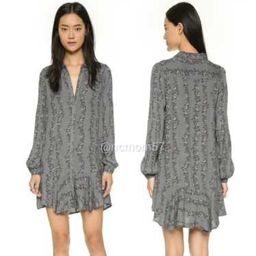 Free People Grey Floral Button Down Shirt Dress