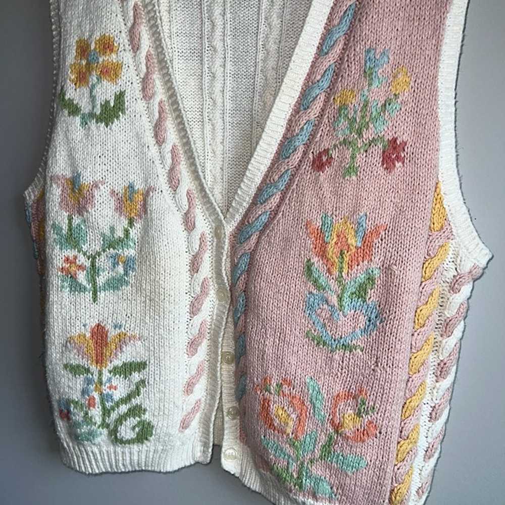 Vintage LizSport Liz Claiborne Knit Floral Pastel… - image 4