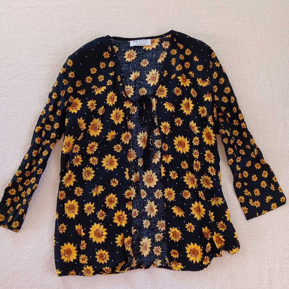 Petite Sophiaticate sunflower print top vintage - image 1