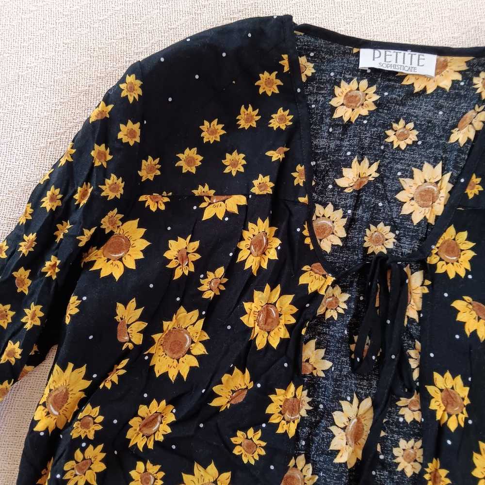 Petite Sophiaticate sunflower print top vintage - image 2