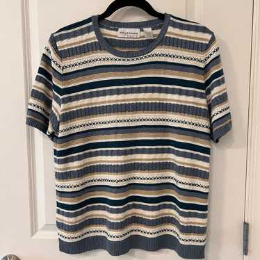 VTG Alfred Dunner Short Sleeve Sweater Shirt Blue… - image 1