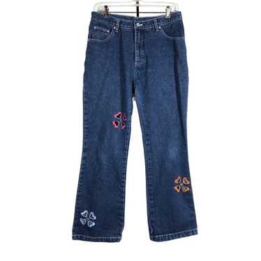 Vintage Flower Cut Out Flare Blue Jeans Y2K No Bo… - image 1