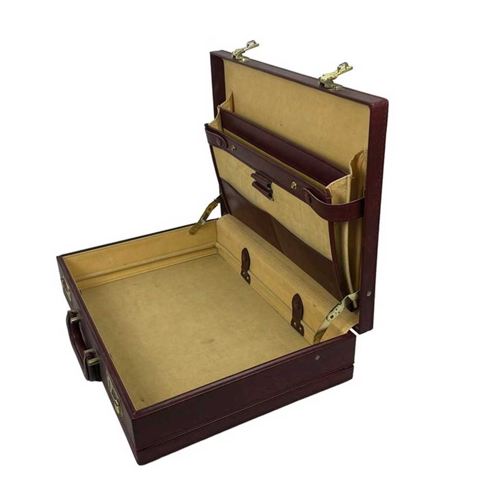 Vintage Hardshell Briefcase Faux-Leather Burgundy… - image 11