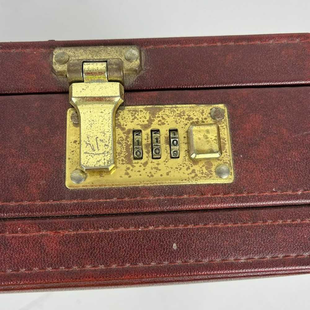 Vintage Hardshell Briefcase Faux-Leather Burgundy… - image 12