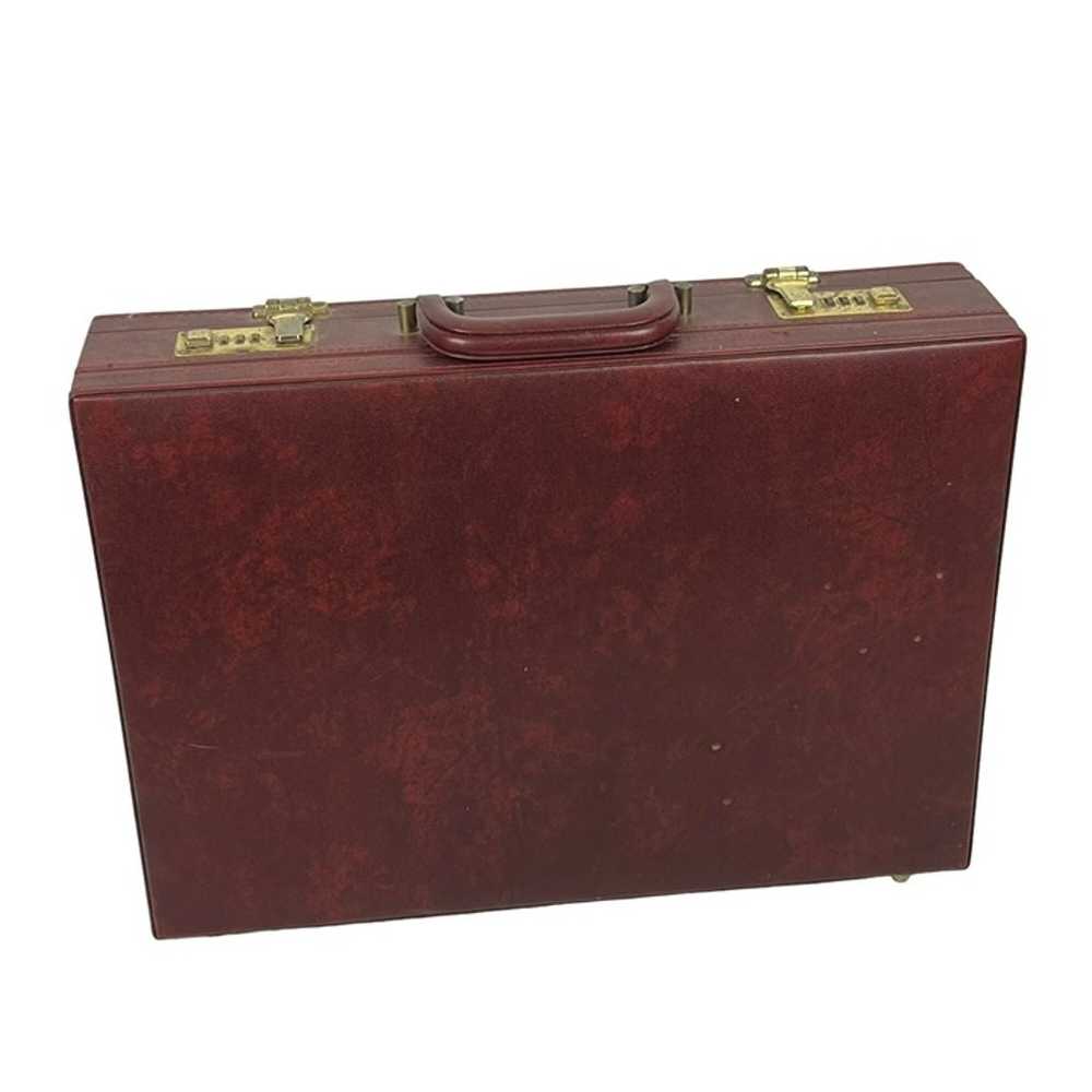 Vintage Hardshell Briefcase Faux-Leather Burgundy… - image 2