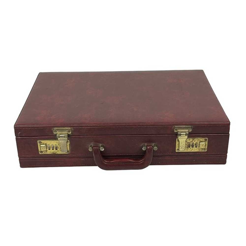 Vintage Hardshell Briefcase Faux-Leather Burgundy… - image 3