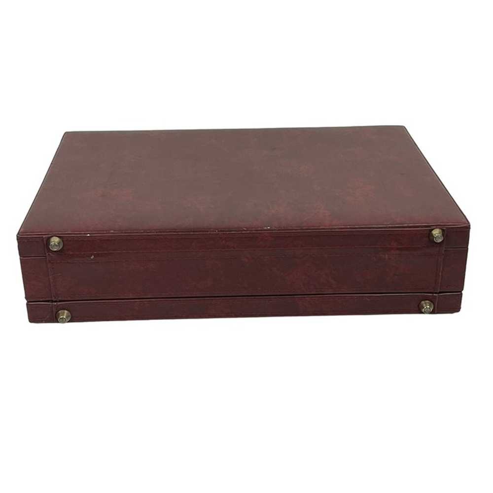 Vintage Hardshell Briefcase Faux-Leather Burgundy… - image 5