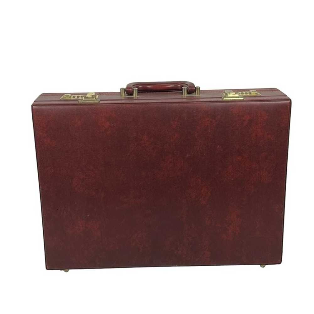 Vintage Hardshell Briefcase Faux-Leather Burgundy… - image 7