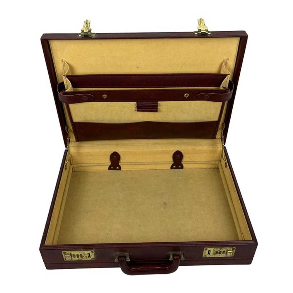 Vintage Hardshell Briefcase Faux-Leather Burgundy… - image 8