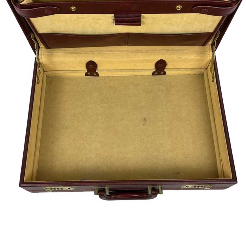 Vintage Hardshell Briefcase Faux-Leather Burgundy… - image 9