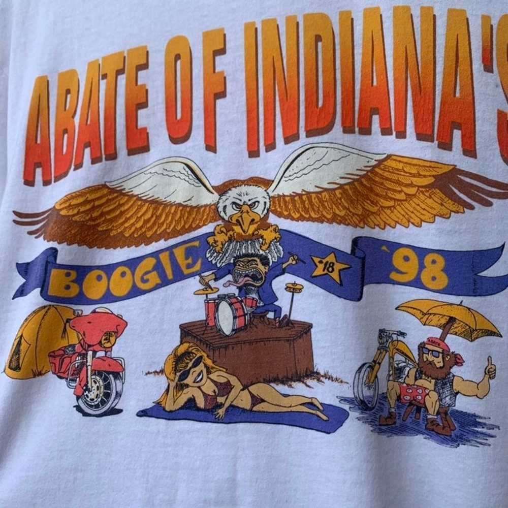 Vintage 1998 Abate of Indiana Biker Fest T-Shirt - image 3