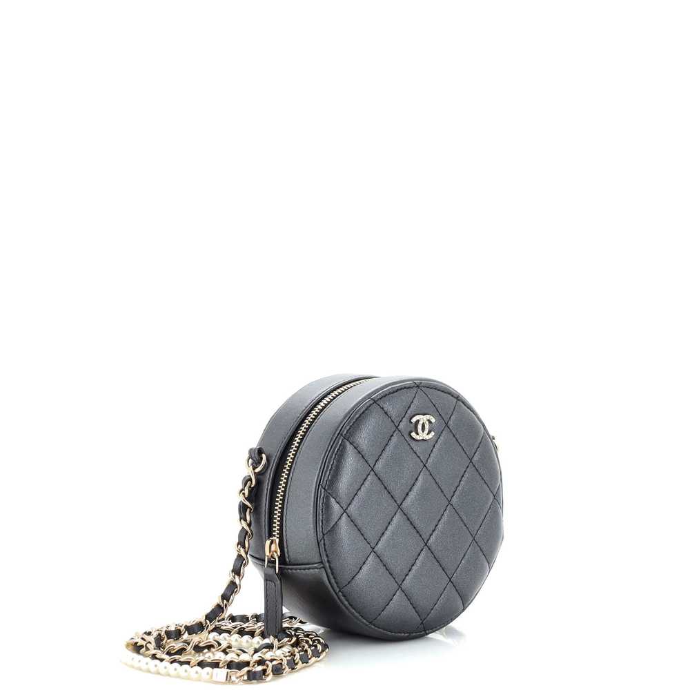 CHANEL Pearl Strap Round Clutch with Chain Quilte… - image 3