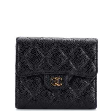 CHANEL CC Compact Classic Flap Wallet Quilted Cavi