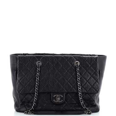 CHANEL Front Pocket Shopping Tote Quilted Calfskin