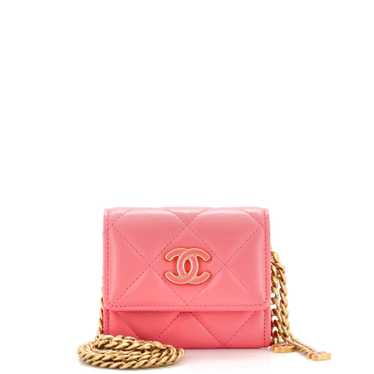 CHANEL Pending CC Card Holder on Chain Quilted Lam