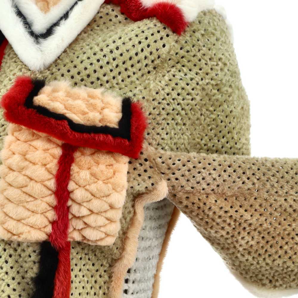 FENDI Women's Colorblock Belted Long Coat Mink wi… - image 3