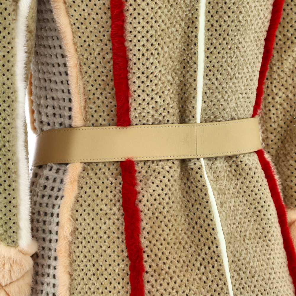 FENDI Women's Colorblock Belted Long Coat Mink wi… - image 4