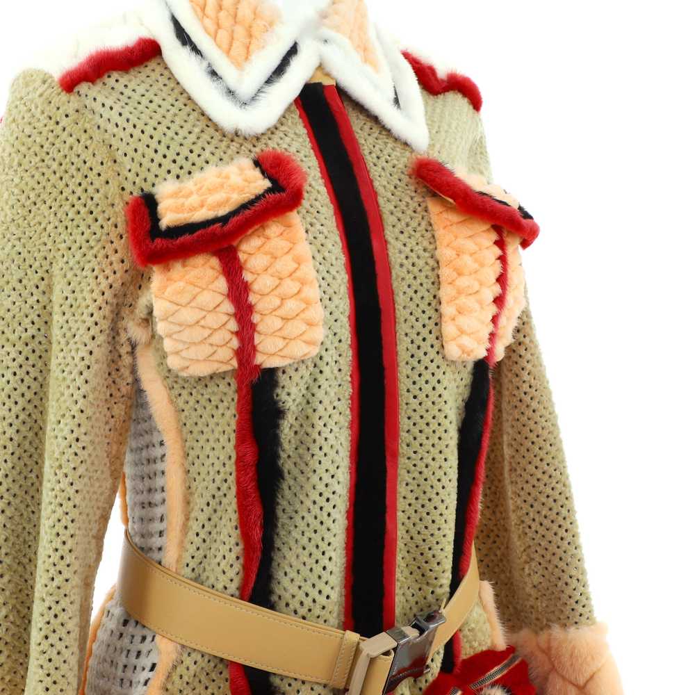 FENDI Women's Colorblock Belted Long Coat Mink wi… - image 5