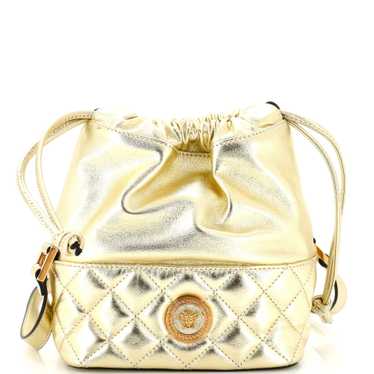 VERSACE Medusa Drawstring Bucket Bag Quilted Leath