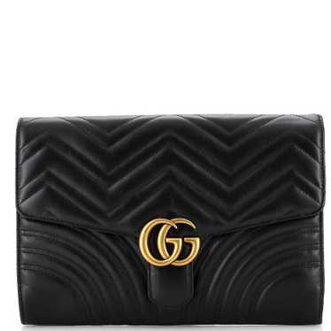 GUCCI GG Marmont Flap Clutch Matelasse Leather