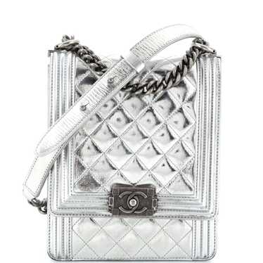 CHANEL North South Boy Flap Bag Quilted Metallic … - image 1