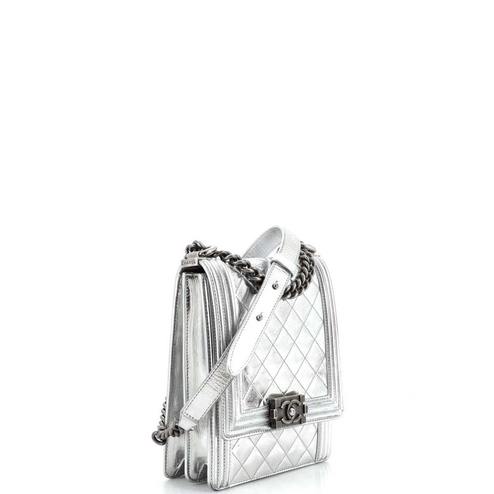 CHANEL North South Boy Flap Bag Quilted Metallic … - image 3