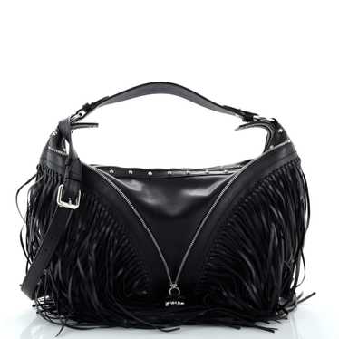 VERSACE Repeat Hobo Fringed Leather Large