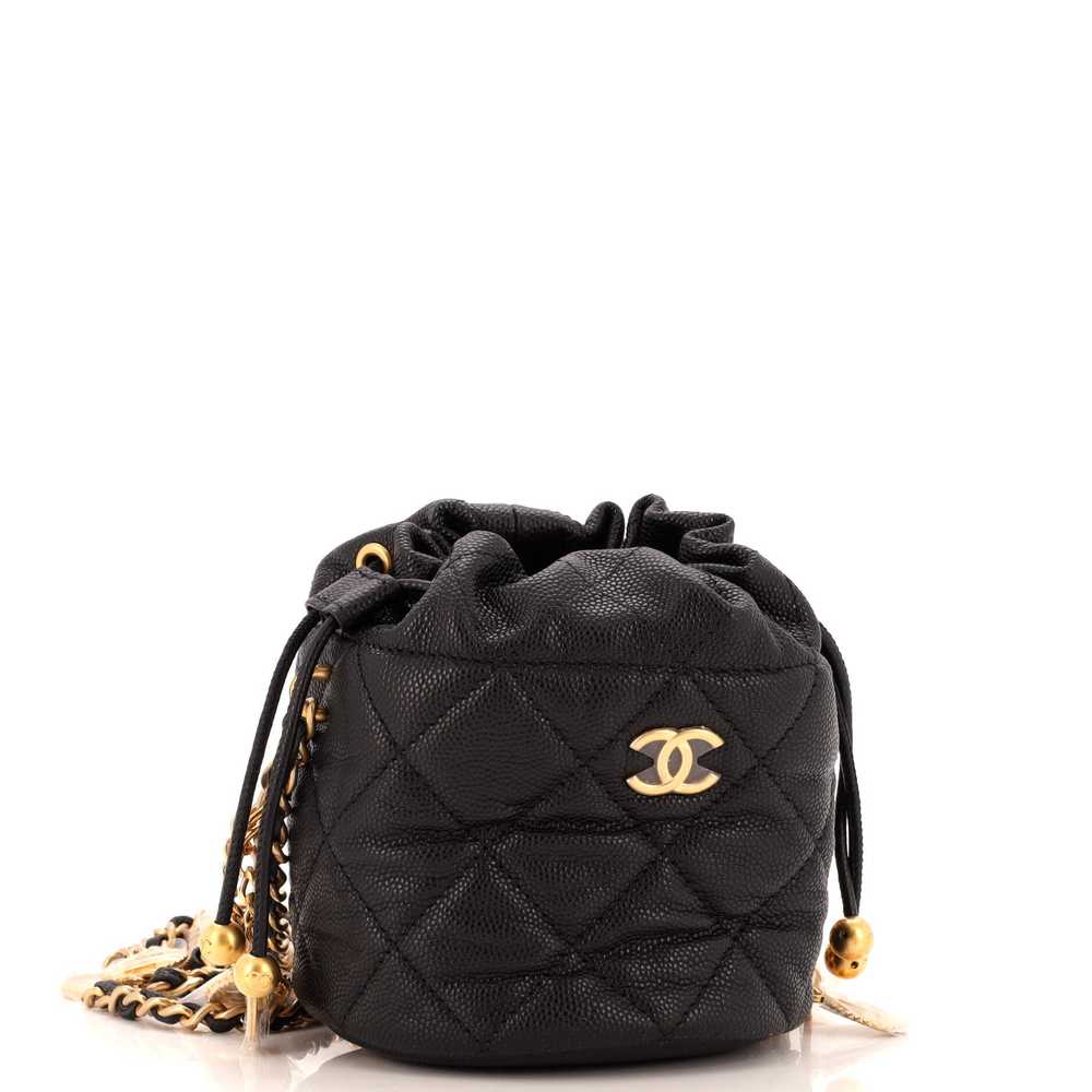 CHANEL Medallion Charms Drawstring Bucket Bag Qui… - image 3