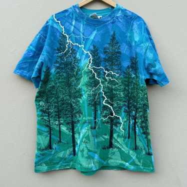 Vintage Local Color Art 90s Mary popular Dee Cactus White Lightning Blue Green Shirt