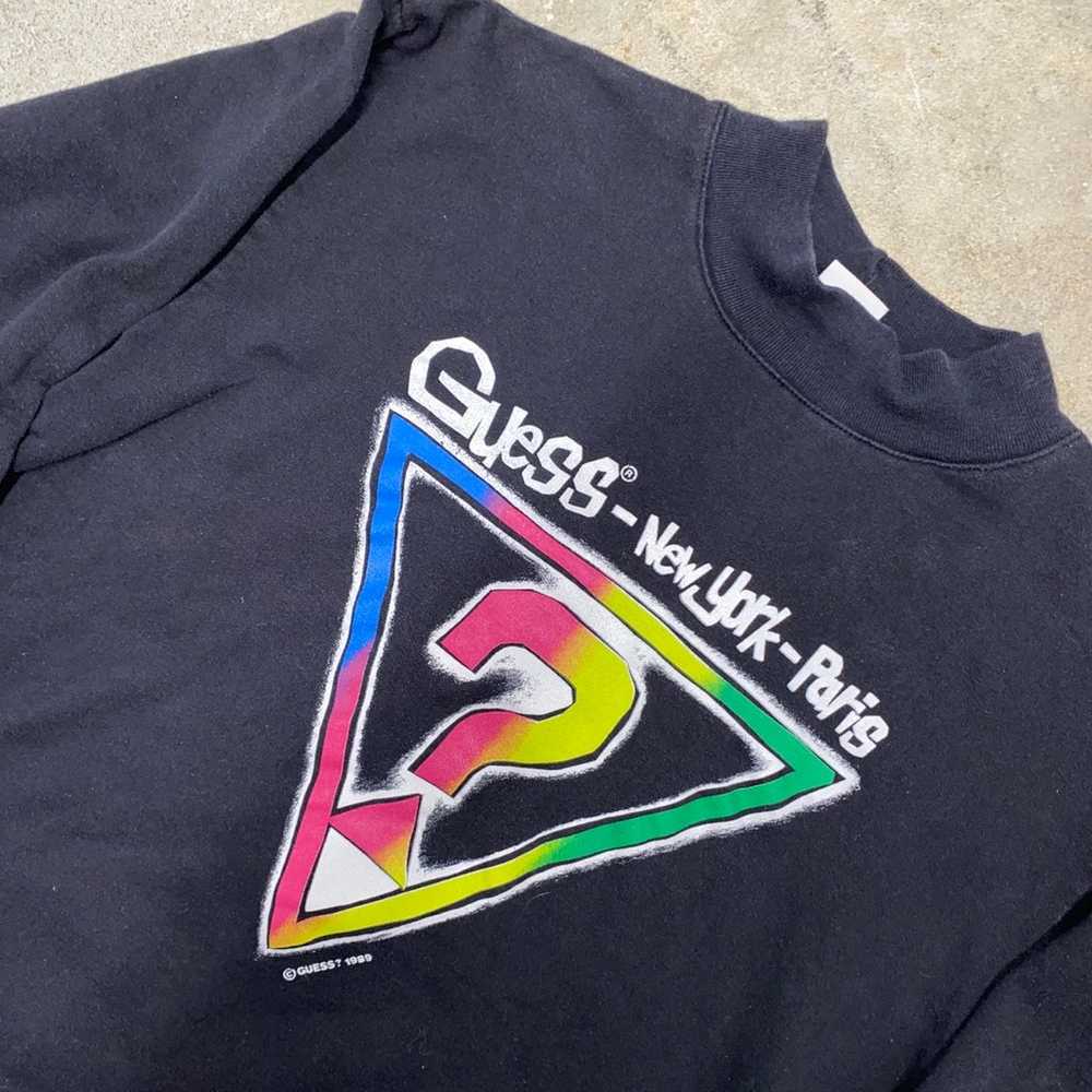 Vintage 1989 Guess Large Triangle Sweatshirt Crew… - image 3