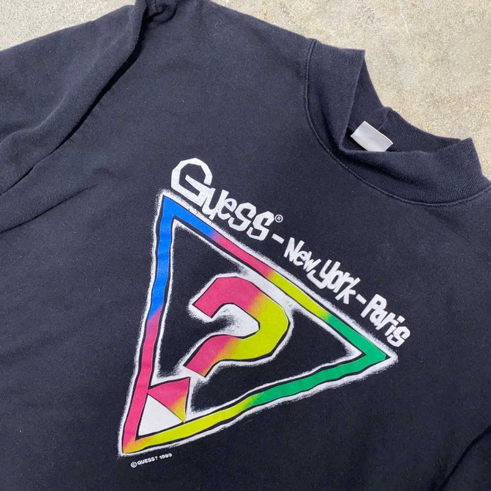 Vintage 1989 Guess Large Triangle Sweatshirt Crew… - image 7