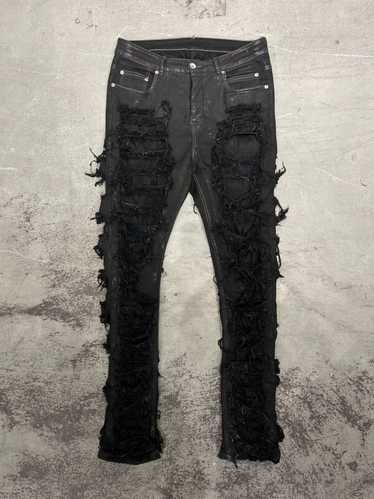Rick Owens SS23 Destroyed Wax Detroit Cut Jeans
