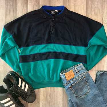 Vintage Willow Bay 1/4 Button Crewneck Sweatshirt 
