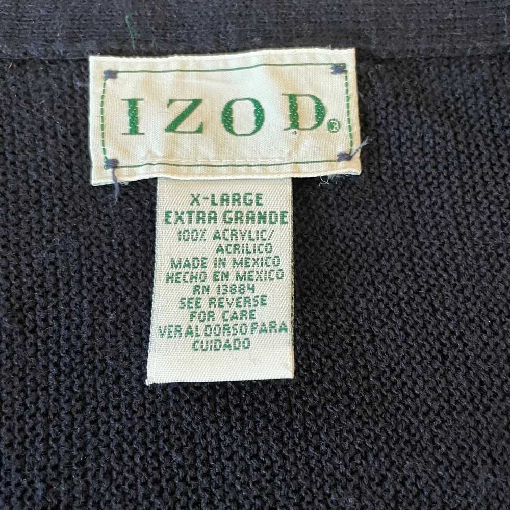 Vintage IZOD Navy Blue Cardigan Embroidered Grand… - image 3