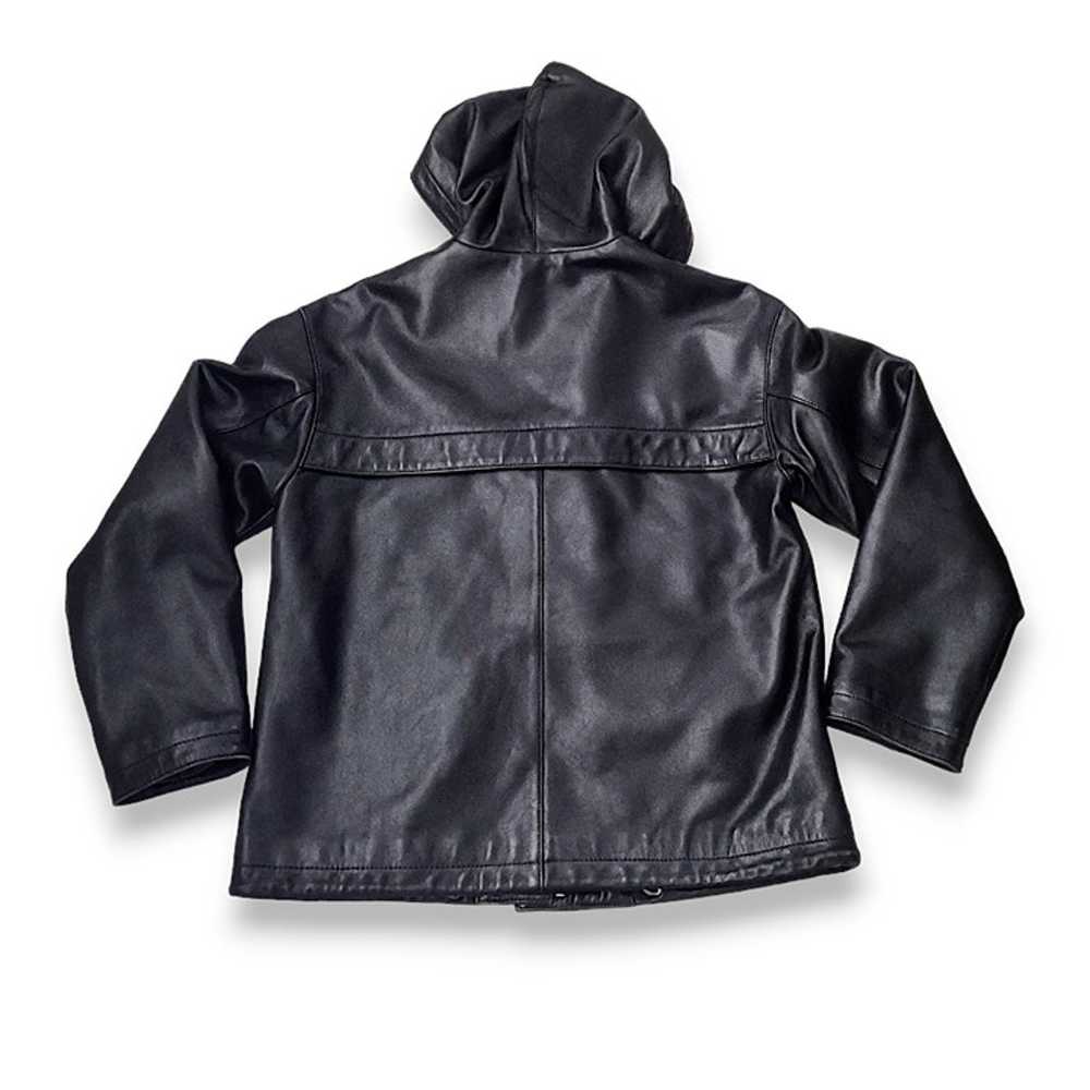 Gren Coast vintage 90s black hooded leather jacke… - image 5