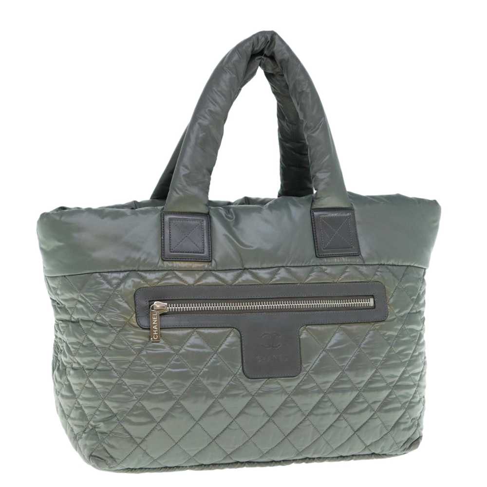 CHANEL Cococoon Hand Bag Nylon Gray CC Auth fm3055 - image 1